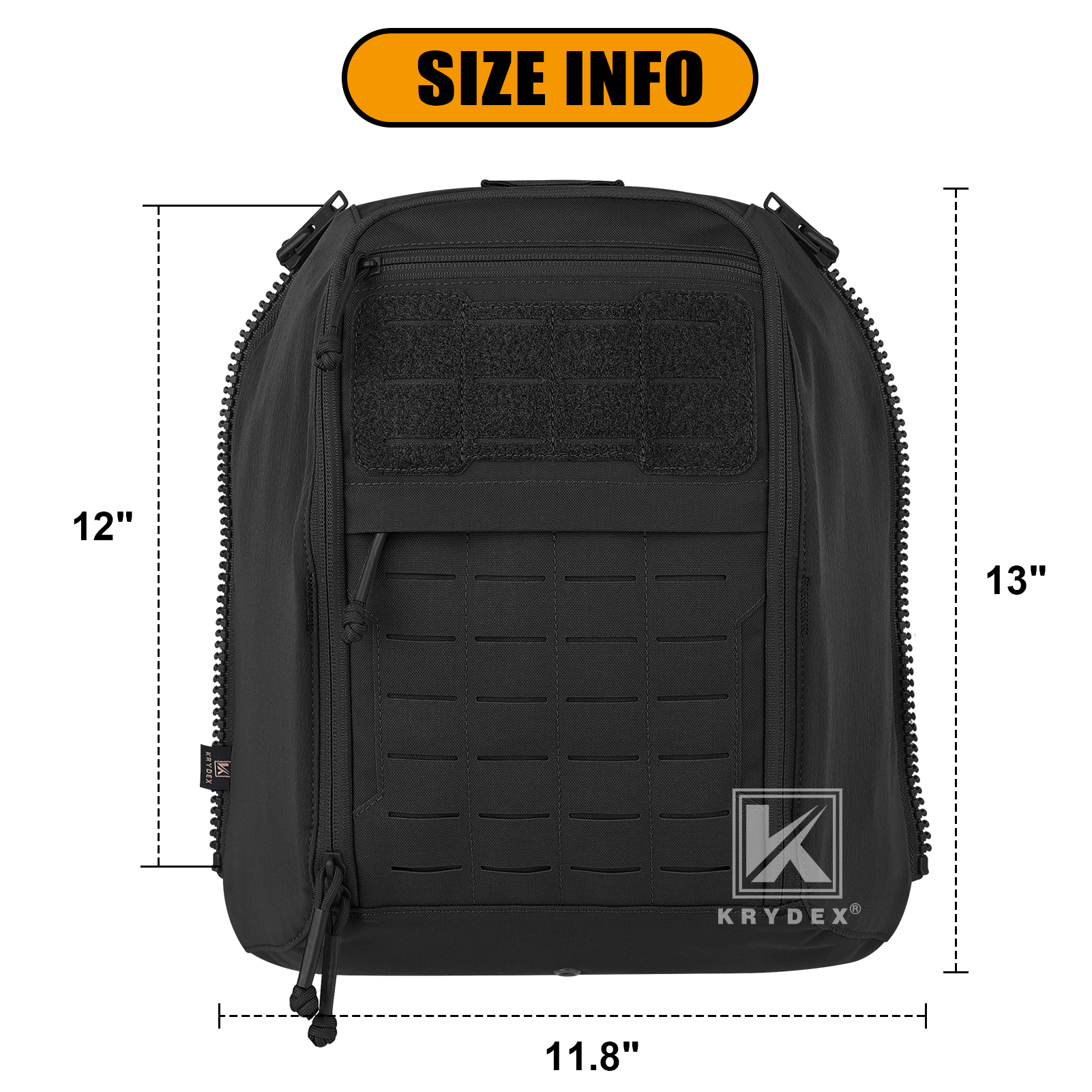 Krydex Tactical Zip-on Back Panel for Scarab Vest MOLLE Helmet Hydration Pack